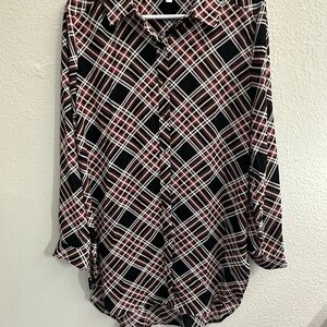 Plaid Sheer Shacket Button-Up Shirt